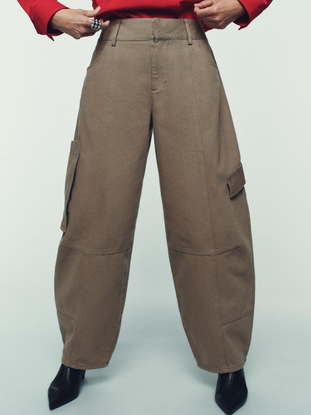 Zara NWT High Waist Pocket Loose Wide Leg Balloon Pants Barrel  Ref 9521/661